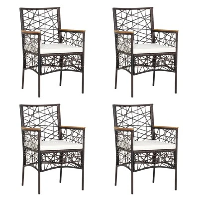Tangkula Patio PE Rattan Dining Chairs Set Of 2/4 Patio PE Wicker Armchairs With Removable Cushions And Acacia Wood Armrests 9 Tangkula Patio PE Rattan Dining Chairs Set Of 2/4 Patio PE Wicker Armchairs With Removable Cushions And Acacia Wood Armrests - Image 9