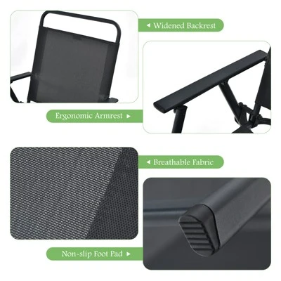 Tangkula 6-Piece Patio Dinning Sets Garden Table Set Outdoor Folding Chairs & Glass Table Set W/ Umbrella Grey 8 Tangkula 6-Piece Patio Dinning Sets Garden Table Set Outdoor Folding Chairs & Glass Table Set W/ Umbrella Grey - Image 8