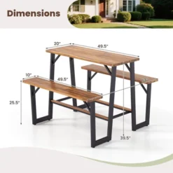 Tangkula Acacia Wood Picnic Table 4-Person Outdoor Table And Bench Set With 2 Built-in Benches Footrests Umbrella Hole Heavy-Duty Metal Frame -Tangkula GUEST de7d3dd0 7f26 495a a4ff 6bab2cb1afc0