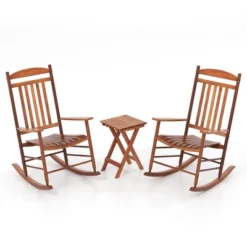 Tangkula 3PCS Patio Poplar Wood Rocking Bistro Set Outdoor Furniture Set For Garden 17 Tangkula 3PCS Patio Poplar Wood Rocking Bistro Set Outdoor Furniture Set For Garden -Tangkula GUEST dead1463 68cf 4360 9003 cb06cdba26c3