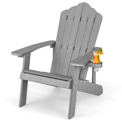 Tangkula Patio HIPS Outdoor Weather Resistant Slatted Chair Adirondack Chair W/ Cup Holder 12 Tangkula Patio HIPS Outdoor Weather Resistant Slatted Chair Adirondack Chair W/ Cup Holder - Image 12