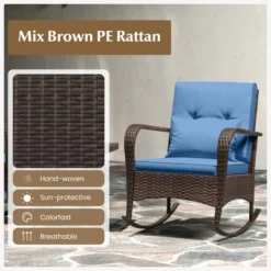 Tangkula 3 Piece Outdoor Rocking Set Rattan Rocker Chairs W/ Tempered Glass Coffee Table -Tangkula GUEST deed38f6 42f0 4b16 b456 ce637319419a