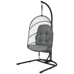 Tangkula Modern Rattan Hanging Egg Swing Chair W/Stand Foldable Cushioned Hammock Gray/Beige 16 Tangkula Modern Rattan Hanging Egg Swing Chair W/Stand Foldable Cushioned Hammock Gray/Beige -Tangkula GUEST df19a837 4238 4816 a640 e2bf50ae00c7