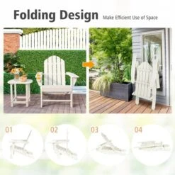 Tangkula Patio 3PCS Adirondack Chair Side Table Set Outdoor Chair Set With End Table Weather Resistant Cup Holder For Backyard Garden White -Tangkula GUEST df2c9de2 6523 49e0 b002 a68c35c1ae45