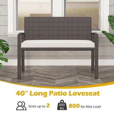 Tangkula 2-Person Patio Loveseat W/ Removable Seat Cushion Metal Frame Backrest 5 Tangkula 2-Person Patio Loveseat W/ Removable Seat Cushion Metal Frame Backrest - Image 5