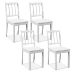 Tangkula Wood Dining Chair Set Of 4 W/ Rubber Wood Legs Curved Backrest For Kitchen -Tangkula GUEST e03d191b c824 405e a851 fe955d834f81