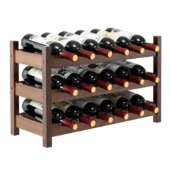 Tangkula 3 Tier 18 Bottle Drinks Storage Cabinet Shelf Bamboo Drinks Rack For Drinks Lovers -Tangkula GUEST e04f630c 4bc7 4707 ad29 af5d63ff768e