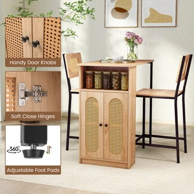 Tangkula 3 PCS Bar Table And Chairs Set W/ 2 Bar Stools & Storage Shelves Backrests 7 Tangkula 3 PCS Bar Table And Chairs Set W/ 2 Bar Stools & Storage Shelves Backrests - Image 7