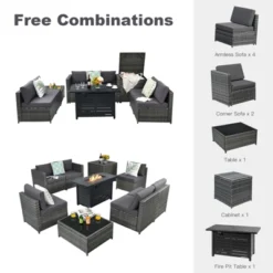 Tangkula 9 PCS Rattan Dinning Set Wicker Sofa W/Propane Gas Fire Pit 60,000 Btu Heater 21 Tangkula 9 PCS Rattan Dinning Set Wicker Sofa W/Propane Gas Fire Pit 60,000 Btu Heater -Tangkula GUEST e0c2d5b8 b864 4419 bddc 4a652cd26d9d