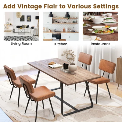 Tangkula Dining Chairs Set Of 4 W/ PU Leather Cover Filled Sponge Waterfall Seats 7 Tangkula Dining Chairs Set Of 4 W/ PU Leather Cover Filled Sponge Waterfall Seats - Image 7