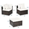 Tangkula 4PCS Patio Rattan Wicker Sectional Sofa Set Conversation Furniture Set W Cushion