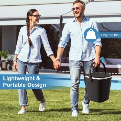 Tangkula Portable Cooler Table With Handle Cooler W/ Lift Top Lid & Bottle Opener 3-in-1 Outdoor Cocktail Drink Table Black/Blue 2 Tangkula Portable Cooler Table With Handle Cooler W/ Lift Top Lid & Bottle Opener 3-in-1 Outdoor Cocktail Drink Table Black/Blue - Image 2