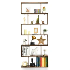 Tangkula 2 PCS 6-Tier S-Shaped Wooden Bookshelf Storage Bookcase Multifunctional Display Stand Shelf -Tangkula GUEST e193eadc 4226 48fa ac3a efca24bcaad2