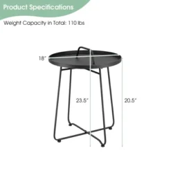 Tangkula Outdoor Metal Patio End Side Table Weather Resistant For Garden Balcony Yard -Tangkula GUEST e1d5b614 50dc 4a0e 8489 63371e592e96