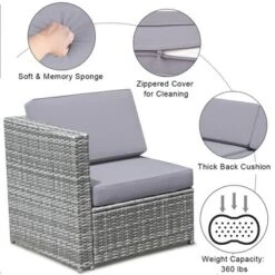 Tangkula Set Of 8 Gray Rattan Wicker Sofa & Table Outdoor Cushioned Sectional Patio Furniture -Tangkula GUEST e1eba3c1 fcaa 4afa 94b9 171b4eaa238e