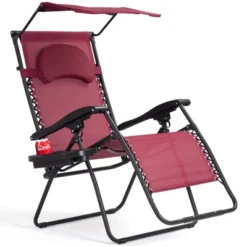 Tangkula Recling Zero Gravity Chair With Drink Tray & Sunshade, Wine -Tangkula GUEST e1ed4119 7f5a 4970 8e87 b58a27d94046