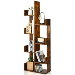 Tangkula 8-Tier Modern Bookshelf Anti-fall Tree Bookcase Storage Rack Suitable For Home & Office Brown/White/Black -Tangkula GUEST e1efdfe4 f744 482f 9a9a 639f94ade8f9
