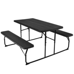 Tangkula Indoor & Outdoor Folding Picnic Table With Bench Seat Heavy Duty Portable Camping Table Set For Camping Dining BBQ Grey/Black/White -Tangkula GUEST e1f5590d e3ed 4ef0 98b6 0c01f56e6917