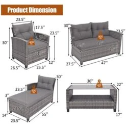 Tangkula 4PCS Patio Rattan Furniture Set Outdoor Wicker Sofa Loveseat Set W/Extra Cushion Gray -Tangkula GUEST e20cecb5 409a 47da b5dd 1d7a28b8e013