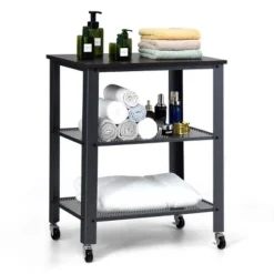 Tangkula Kitchen Utility Cart Industrial Coffee End Table W/Wheels Black/Silver -Tangkula GUEST e22f291f c2ce 46bb 8f08 171814c723d5