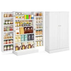 Tangkula 41" Tall Pantry Cabinet Kitchen Storage Cabinet W/ Doors & Adjustable Shelves -Tangkula GUEST e27363fa d0e4 4a2a 917d 4c3c39670bbe