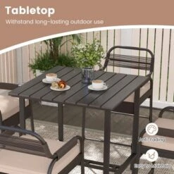 Tangkula 5-Piece Patio Rattan Counter Set Counter Height Square Table W/ 4 Wicker Counter Stools -Tangkula GUEST e278fe20 4348 4660 b4f2 7ad83e6e3016