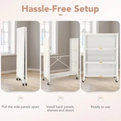 Tangkula 4-Tier Kitchen Bakers Rack Microwave Stand W/ Flip Doors Universal Wheels White -Tangkula GUEST e2a841b4 49ce 4a13 ae43 5baadef9271c