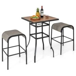 Tangkula 3-Piece Patio Dining Set W/ Umbrella Hole Metal Frame & Breathable Fabric Seat -Tangkula GUEST e2ee599c 51ce 49fb a56d f59705605a09