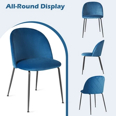 Tangkula Dining Chair Set Of 4 Upholstered Velvet Chair Set W/ Metal Base For Living Room 7 Tangkula Dining Chair Set Of 4 Upholstered Velvet Chair Set W/ Metal Base For Living Room - Image 7