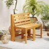 Tangkula 3-in-1 Outdoor Acacia Wood Loveseat Bench Furnitur W/ Slatted Seat For Garden