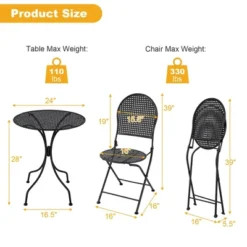 Tangkula 3 PCS Patio Bistro Set All-weather Metal Table & Chair Set For 2 Person Modern Furniture Set -Tangkula GUEST e4575df3 a70c 4fb8 9ac6 0284602a2aa0