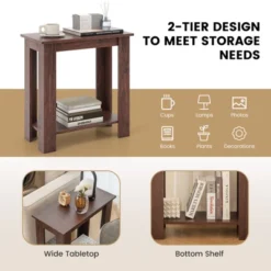 Tangkula 2pcs Wood End Table 2-tier Rectangular Side Table Home Accent Table W/ Storage Shelf Small Night Stands Sofa Side Coffee Table Mahogany/White -Tangkula GUEST e4796475 1d0d 4bba bbb6 bf83229027ff 1