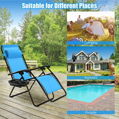 Tangkula 2PC Zero Gravity Chair Adjustable Recliners Textiliene 8 Tangkula 2PC Zero Gravity Chair Adjustable Recliners Textiliene - Image 8