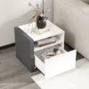 Tangkula Modern Minimalist Nightstand W/ Drawer Asymmetrical Bed Side Table End Table