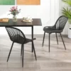 Tangkula Plastic Dining Chair Set Of 4 W/ Metal Legs Cutout Backrest Curved Seat