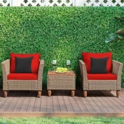 Tangkula 3 Piece Outdoor Rattan Sofa Set Wicker Conversation Furniture Set With Cushions -Tangkula GUEST e48cb27e ab8e 4ad8 97cd 355a4a95fbe8