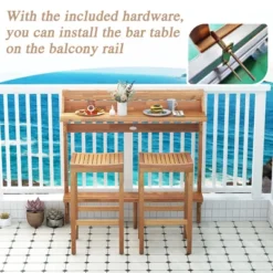 Tangkula 6 PCS Acacia Wood Balcony Table Set W/ Shelf Footrest Curved Wood Seat 12 Tangkula 6 PCS Acacia Wood Balcony Table Set W/ Shelf Footrest Curved Wood Seat -Tangkula GUEST e53729cc 0b03 48a7 b85a 57e528241a71
