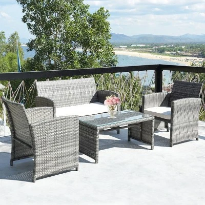 Tangkula 4 PCS Patio Wicker Furniture Outdoor Rattan Chairs W/Cushions 2 Tangkula 4 PCS Patio Wicker Furniture Outdoor Rattan Chairs W/Cushions - Image 2
