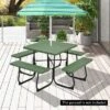 Tangkula 8-person Square Picnic Table Bench Set Outdoor Picnic Table With 4 Benches & Umbrella Hole 500 LBS Capacity Black/Grey/White/Green