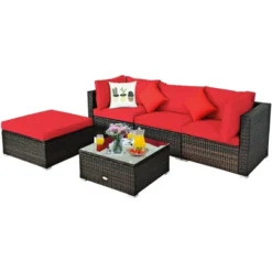 Tangkula 5PCS Rattan Sectional Sofa Set Patio Furniture Set W/ Red Cushion Pillow 14 Tangkula 5PCS Rattan Sectional Sofa Set Patio Furniture Set W/ Red Cushion Pillow -Tangkula GUEST e65b404a 902f 4f63 bca8 3c2b9dead3ab
