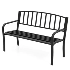 Tangkula 50 Inches Garden Bench W/ Slatted Backrest & Curved Armrests For Porch 18 Tangkula 50 Inches Garden Bench W/ Slatted Backrest & Curved Armrests For Porch -Tangkula GUEST e6850773 3f59 4184 9d38 e1c19401d04c