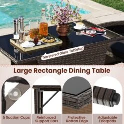 Tangkula 3 Piece Patio Wicker Dining Set 2 Rattan Chairs W/ Rectangle Tempered Glass Dining Table -Tangkula GUEST e6a82633 3765 4138 a710 ca07c17d7021