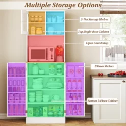 Tangkula Kitchen Pantry Cabinet W/Microwave Shelf 8 Door Shelves & 5 Adjustable Shelves -Tangkula GUEST e6ca7ba8 0e83 40e1 9e17 6c3db92b5749