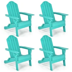 Tangkula 4PCS Patio Folding Adirondack Chair Weather Resistant Cup Holder Yard -Tangkula GUEST e6cb3fc5 0a55 4192 baf3 9dd084810734