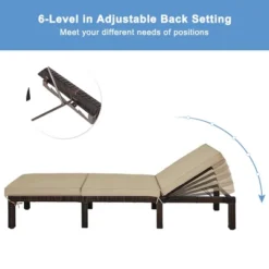 Tangkula Patio Rattan Chaise Lounge Chair Recliner Outdoor W/ 6 Positions Cushion -Tangkula GUEST e70e748b 3680 4c30 abfd cfa41c2770ce