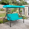 Tangkula 3 Person Porch Swing Hammock Bench Chair Outdoor With Canopy Turquoise/Beige/ Black/Brown/Wine Red