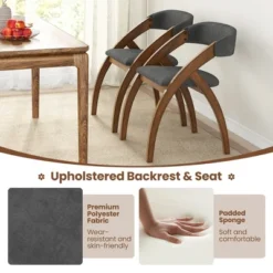 Tangkula Dining Chair Set Of 2 W/ Padded Cushion Curved Back Arched Rubber Wood Legs -Tangkula GUEST e8357f5b ae44 4cbd 9af2 5d2177ff7a80