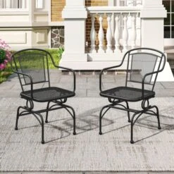 Tangkula Patio Rocking Chairs Set Of 4 W/ Metal Mesh Backrest & Seat Armrests Gentle -Tangkula GUEST e8d79b7d 6c76 4c37 a25f ab1c9c05eee7