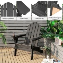 Tangkula 4PCS Patio Folding Adirondack Chair Weather Resistant Cup Holder Yard -Tangkula GUEST e93d2df6 a44d 48ff aa45 087c8cf69851