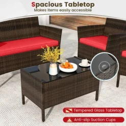 Tangkula 8 Piece Patio Rattan Conversation Set Outdoor Wicker Furniture Set With Chair Loveseat & Tempered Glass Table Cozy Seat Cushions -Tangkula GUEST e99d2988 802c 43ee afd2 23e829526408